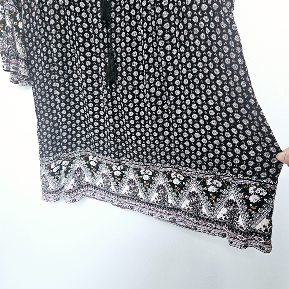 Knox Rose Paisley & Batic Print Flowy Quater Sleeve Midi sz M Tunic Dress - Picture 5 of 11